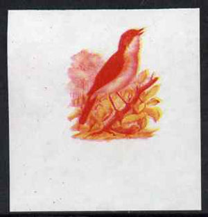 Calf of Man 1973 Birds - Nightingale 50m imperf proof in magenta & yellow only on gummed paper, unmounted mint as Rosen CA266