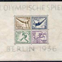 Germany 1936 Berlin Olympic Games perf m/sheet #1, 3pf mounted, other 3 stamps unmounted, slight signs of ageing, SG MS 613a