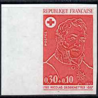 France 1972 Red Cross Fund - Doctors (Nicholas Desgenettes - Military Physician) IMPERF colour trial in red unmounted mint as SG 1979 (Yv 1735)