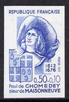 France 1972 Red Cross Fund - Paul de Chomedey (founder of Montreal) IMPERF colour trial in blue unmounted mint,,as SG 1951 (Yv 1706)