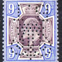 Great Britain 1902 KE7 9d with the rare Board of Trade Perfin (inverted) very lightly mounted mint