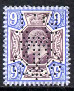 Great Britain 1902 KE7 9d with the rare Board of Trade Perfin (inverted) very lightly mounted mint