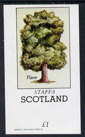 Staffa 1982 Trees (Plane) imperf souvenir sheet (£1 value) unmounted mint