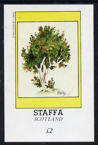 Staffa 1982 Trees (Holly) imperf deluxe sheet (£2 value) unmounted mint