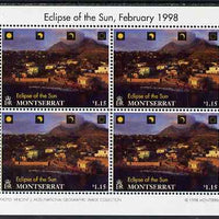 Montserrat 1998 Total Eclipse of the Sun $1.15 Village below Volcano perf sheetlet containing 4 values unmounted mint, SG 1106