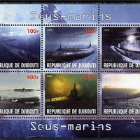 Djibouti 2009 Submarines perf sheetlet containing 6 values unmounted mint