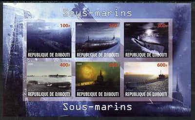 Djibouti 2009 Submarines imperf sheetlet containing 6 values unmounted mint