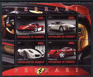 Djibouti 2009 Ferrari cars perf sheetlet containing 4 values unmounted mint