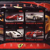 Djibouti 2009 Ferrari cars imperf sheetlet containing 4 values unmounted mint