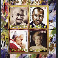 Rwanda 2009 Peacemakers & Humanists #1 perf sheetlet containing 4 values (Gandhi, Martin Luther King, Pope John Paul & Diana) unmounted mint