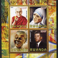 Rwanda 2009 Peacemakers & Humanists #2 perf sheetlet containing 4 values (Dalai Lama, Mother eresa, N Mandela & Kennedy) unmounted mint