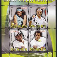 Rwanda 2009 Great Tennis Players perf sheetlet containing 4 values (Federer, Nadal, Agassi & Sampras) fine cto used