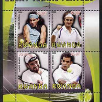 Rwanda 2009 Great Tennis Players perf sheetlet containing 4 values (Federer, Nadal, Agassi & Sampras) unmounted mint