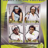 Rwanda 2009 Great Tennis Players imperf sheetlet containing 4 values (Federer, Nadal, Agassi & Sampras) unmounted mint