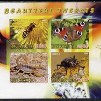 Rwanda 2009 Beautiful Insects imperf sheetlet containing 4 values unmounted mint