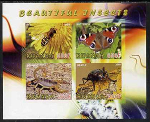 Rwanda 2009 Beautiful Insects imperf sheetlet containing 4 values unmounted mint