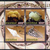 Rwanda 2009 Minerals & Seashells perf sheetlet containing 4 values fine cto used