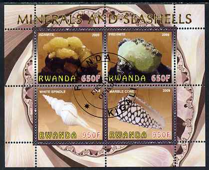 Rwanda 2009 Minerals & Seashells perf sheetlet containing 4 values fine cto used