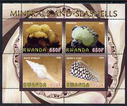 Rwanda 2009 Minerals & Seashells perf sheetlet containing 4 values unmounted mint