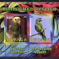 Rwanda 2009 Endangered Species - Oratrix & Red-Crowned Parrot perf sheetlet containing 2 values unmounted mint