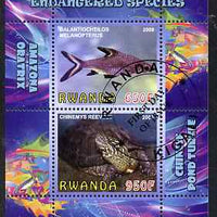 Rwanda 2009 Endangered Species - Pond Turtle & Silver Shark (inscribed Oratrix in error) perf sheetlet containing 2 values fine cto used