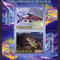 Rwanda 2009 Endangered Species - Pond Turtle & Silver Shark (inscribed Oratrix in error) perf sheetlet containing 2 values unmounted mint