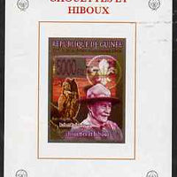 Guinea - Conakry 2008 Baden Powell & Owls #1 individual imperf deluxe sheet unmounted mint. Note this item is privately produced and is offered purely on its thematic appeal