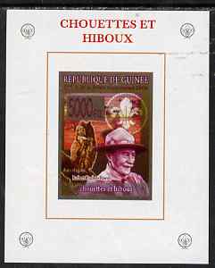 Guinea - Conakry 2008 Baden Powell & Owls #1 individual imperf deluxe sheet unmounted mint. Note this item is privately produced and is offered purely on its thematic appeal