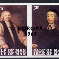 Calf of Man 1969 Europa overprinted on Paintings from Manx Museum #3 imperf set of 2 with superb set-off on gummed,sifde unmounted mint (Rosen CA149a-50a)