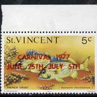 St Vincent 1977 Fish 5c with Carnival overprint in red, unmounted mint SG 531a