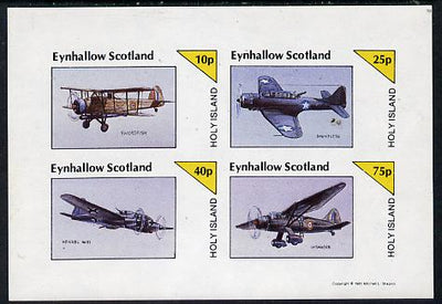 Eynhallow 1981 WW2 Aircraft (Swordfish, Dauntless, Heinkel 111 & Lysander) imperf,set of 4 values (10p to 75p) unmounted mint