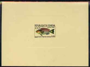 Senegal 1966 Parrot Fish 100f de-luxe die proof in issued colours on pink sunken card, as SG 326