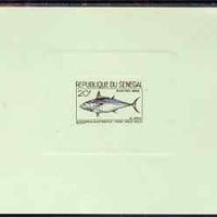 Senegal 1966 Mackeral Tuna 20f de-luxe die proof in issued colours on pink sunken card, as SG 323