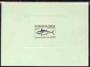 Senegal 1966 Mackeral Tuna 20f de-luxe die proof in issued colours on pink sunken card, as SG 323