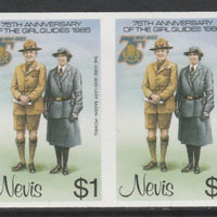 Nevis 1985 Girl Guides - Lord & Lady Baden-Powell $1 imperf pair unmounted mint as SG 295