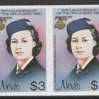 Nevis 1985 Girl Guides - Princess Margaret in Guide Uniform $3 imperf pair unmounted mint as SG 296