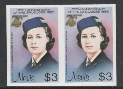 Nevis 1985 Girl Guides - Princess Margaret in Guide Uniform $3 imperf pair unmounted mint as SG 296