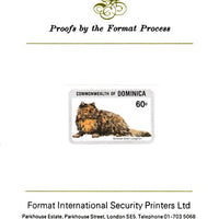 Dominica 1984 Cats 60c (Tortoiseshell Longhair) imperf proof mounted on Format International proof card as SG 917