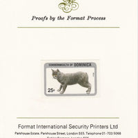 Dominica 1984 Cats 25c (Manx) imperf proof mounted on Format International proof card as SG 915