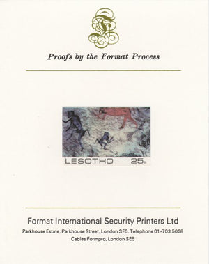 Lesotho 1983 Baboons (Rock Paintings) 25s value imperf proof mounted on Format International proof card as SG 541