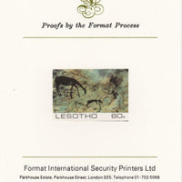 Lesotho 1983 Hunters attacking Reedbuck (Rock Paintings) 60s value imperf proof mounted on Format International proof card as SG 542