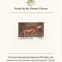 Lesotho 1983 Eland (Rock Paintings) 75s value imperf proof mounted on Format International proof card as SG 543