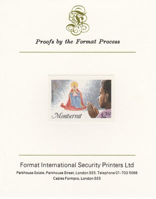 Montserrat 1985 Christmas $2.30 (Praying) imperf proof mounted on Format International proof card as SG 668