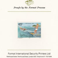 St Vincent - Grenadines 1985 Tourism Watersports 45c (Water Skiing) imperf proof mounted on Format International proof card as SG 387