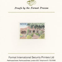 Nevis 1985 Tourism (2nd series) $1.20 (Montpelier Plantation Inn) imperf proof mounted on Format International proof card as SG 246