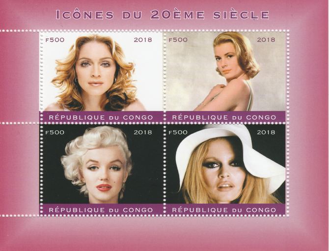 Congo 2018 Female Icons of 20th Century #2 perf sheetlet containing 4 values unmounted mint. Note this item is privately produced and is offered purely on its thematic appeal.