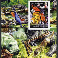 Somalia 2002 Butterflies, Orchids & Fungi #1 imperf m/sheet with Scout Logo & various animals in background, unmounted mint