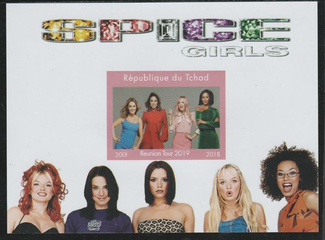 Chad 2018 Spice Girls Reunion imperf souvenir sheet unmounted mint. Note this item is privately produced and is offered purely on its thematic appeal.