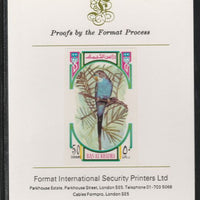 Ras Al Khaima 1972 Birds - Budgerigar 50Dh imperf mounted on Format International proof card as Mi 593B