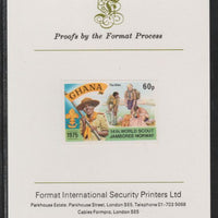 Ghana 1976 World Scout Jamboree 60p Hiking imperf mounted on Format International proof card as SG 757